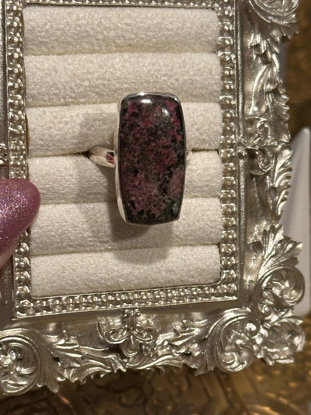 Cobalto Calcite Sterling Silver Ring Size 7.5